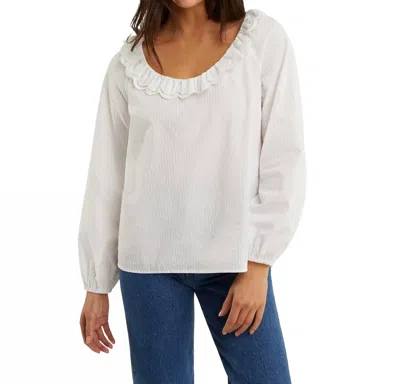 Draper James Reyna Long-sleeve Top In White Shirting Stripe
