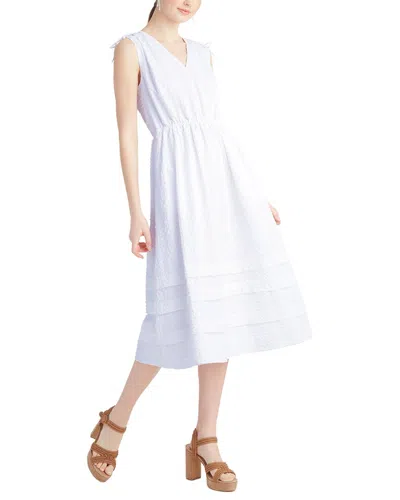 Draper James Rowan Midi Seersucker Dress In Magnolia White
