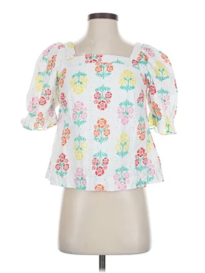 Pre-owned Draper James Rsvp 3/4 Sleeve Blouse In White