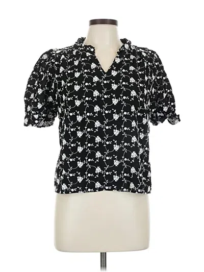 Pre-owned Draper James Rsvp Short Sleeve Blouse In Black