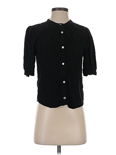 Pre-owned Draper James Rsvp Short Sleeve Blouse In Black