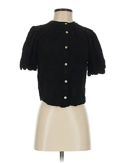 Pre-owned Draper James Rsvp Short Sleeve Blouse In Black