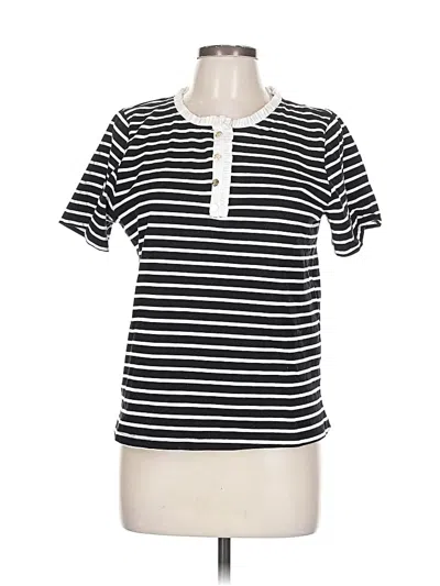 Pre-owned Draper James Rsvp Short Sleeve Henley Shirt In Black