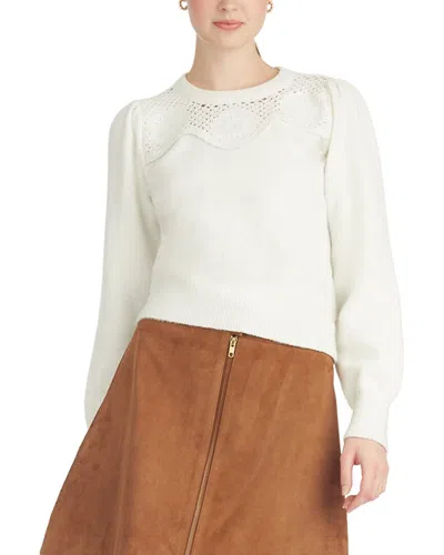 Draper James Scalloped Crewneck Sweater In White