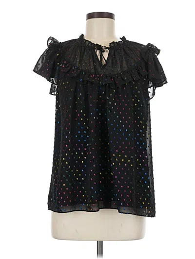 Pre-owned Draper James Short Sleeve Blouse In Black