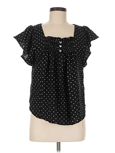 Pre-owned Draper James Short Sleeve Blouse In Black