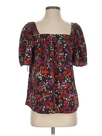Pre-owned Draper James Short Sleeve Blouse In Black
