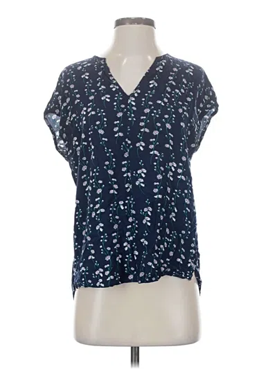 Pre-owned Draper James Short Sleeve Blouse In Blue