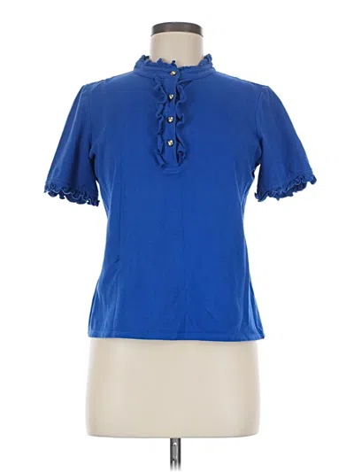 Pre-owned Draper James Short Sleeve Blouse In Blue