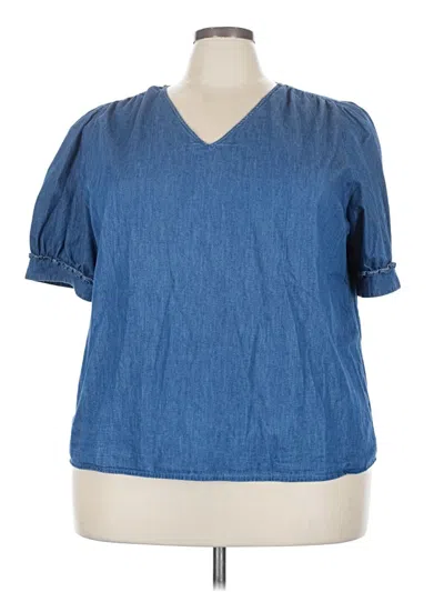 Pre-owned Draper James Short Sleeve Blouse In Blue