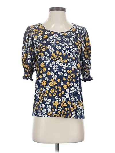 Pre-owned Draper James Short Sleeve Blouse In Blue