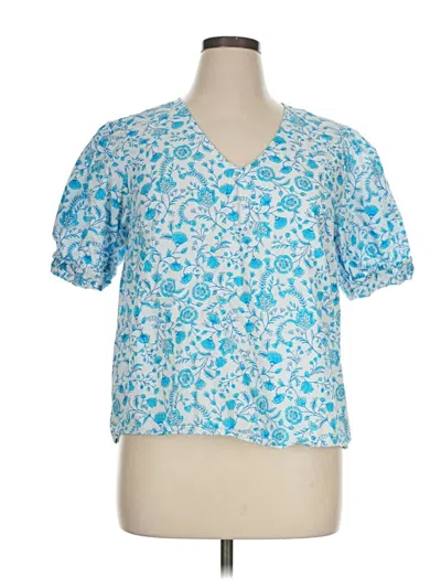 Pre-owned Draper James Short Sleeve Blouse In Blue
