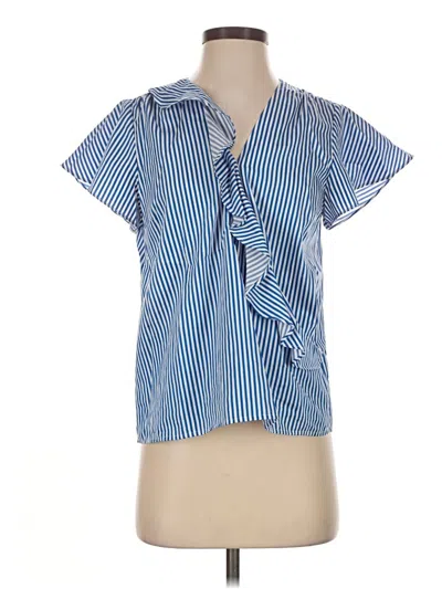 Pre-owned Draper James Short Sleeve Blouse In Blue