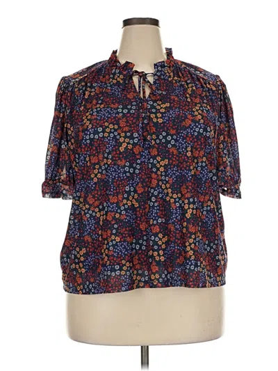 Pre-owned Draper James Short Sleeve Blouse In Blue