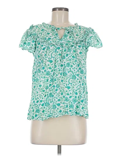 Pre-owned Draper James Short Sleeve Blouse In Green