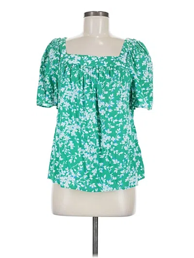 Pre-owned Draper James Short Sleeve Blouse In Green