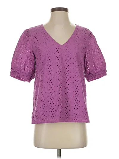 Pre-owned Draper James Short Sleeve Blouse In Purple