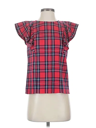 Pre-owned Draper James Short Sleeve Blouse In Red