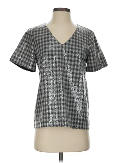 Pre-owned Draper James Short Sleeve Blouse In Silver