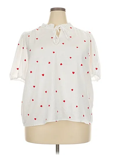 Pre-owned Draper James Short Sleeve Blouse In White