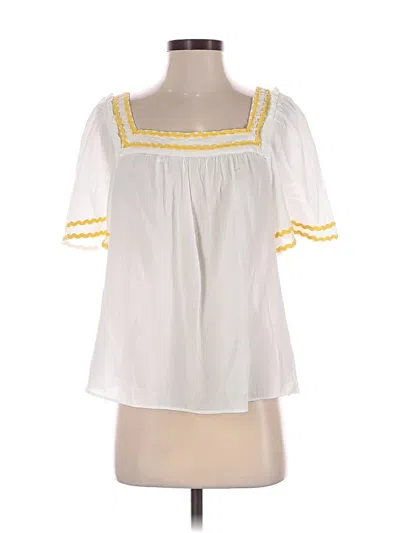 Pre-owned Draper James Short Sleeve Blouse In White