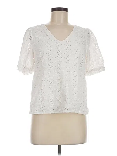 Pre-owned Draper James Short Sleeve Blouse In White
