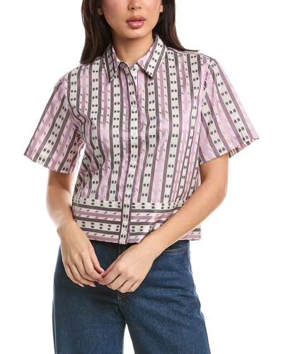Draper James Short Sleeve Cropped Shirt In Pink