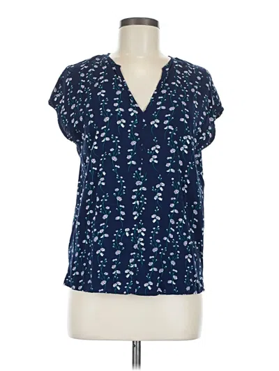 Pre-owned Draper James Short Sleeve Henley Shirt In Blue