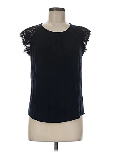 Pre-owned Draper James Short Sleeve Top Black Keyhole Neckline Tops