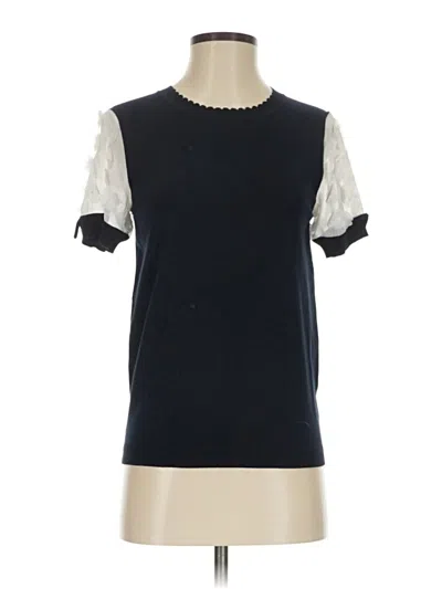 Pre-owned Draper James Short Sleeve Top Blue High Neck Tops