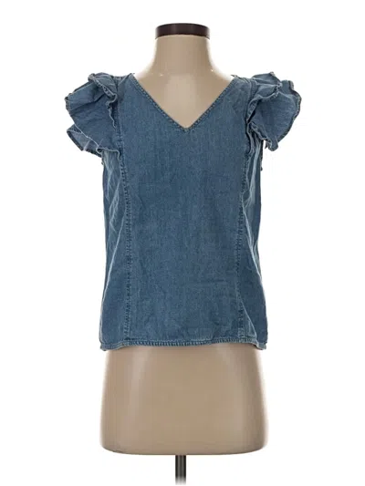Pre-owned Draper James Short Sleeve Top Blue Sweetheart Neckline Tops