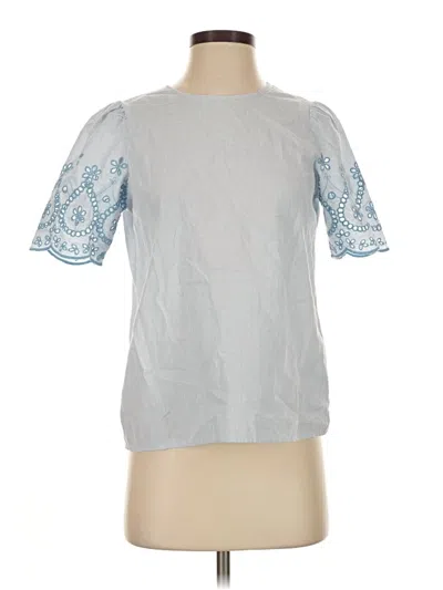 Pre-owned Draper James Short Sleeve Top Silver Crew Neck Tops