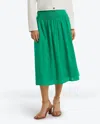 Draper James Smocked Waist Midi Skirt In Mint Green Dobby Stripe In Multi