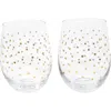Draper James Stars Set Of 2 Stemless Wine Glasses