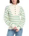 Draper James Striped Button Front Sweater In White