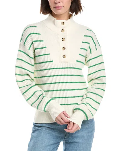 Draper James Striped Button Front Sweater In Neutral