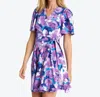 Draper James Wendy Wrap Dress In Purple Watercolor Floral