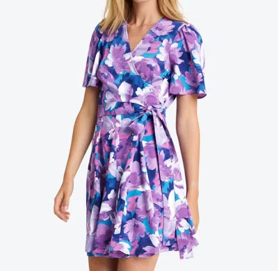 Draper James Wendy Wrap Dress In Purple Watercolor Floral