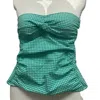 Draper James Women's Detachable Straps Gingham Swim Top In Green