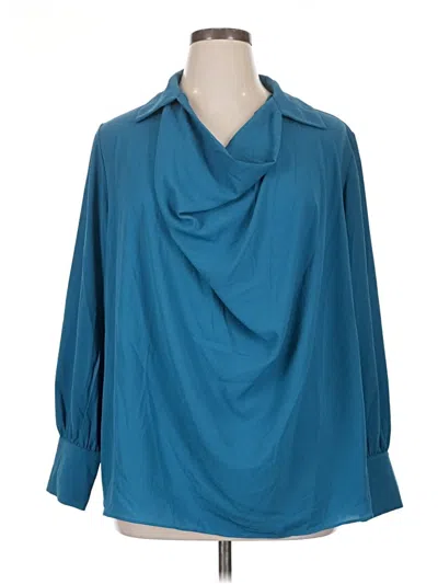 Pre-owned Draper's & Damon's 3/4 Sleeve Blouse In Blue