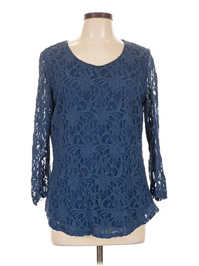 Pre-owned Draper's & Damon's 3/4 Sleeve Blouse In Blue