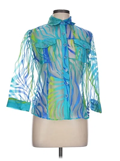 Pre-owned Draper's & Damon's 3/4 Sleeve Blouse In Blue