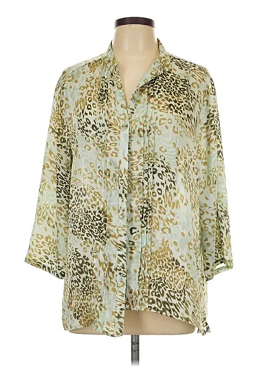 Pre-owned Draper's & Damon's 3/4 Sleeve Blouse In Green