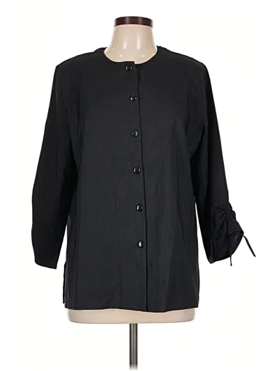 Pre-owned Draper's & Damon's 3/4 Sleeve Button Down Shirt In Black