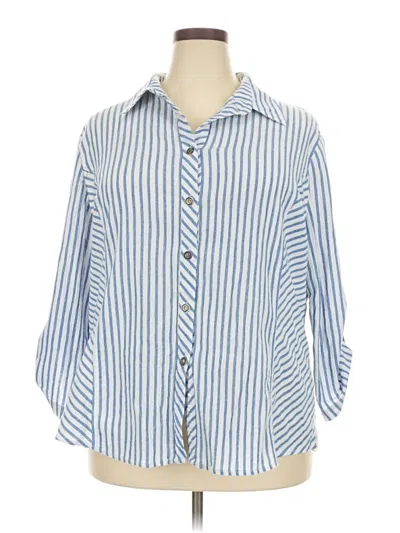 Pre-owned Draper's & Damon's 3/4 Sleeve Button Down Shirt In Blue