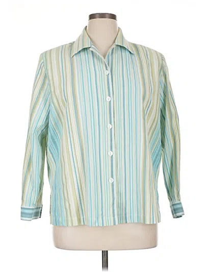 Pre-owned Draper's & Damon's 3/4 Sleeve Button Down Shirt In Green