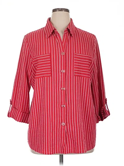 Pre-owned Draper's & Damon's 3/4 Sleeve Button Down Shirt In Red