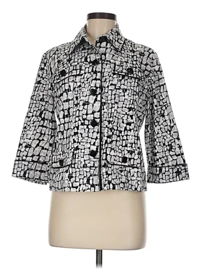 Pre-owned Draper's & Damon's 3/4 Sleeve Button Down Shirt In Silver