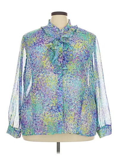 Pre-owned Draper's & Damon's Long Sleeve Blouse In Blue