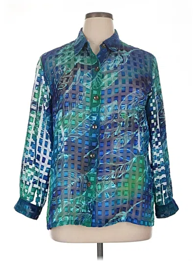Pre-owned Draper's & Damon's Long Sleeve Button Down Shirt In Blue